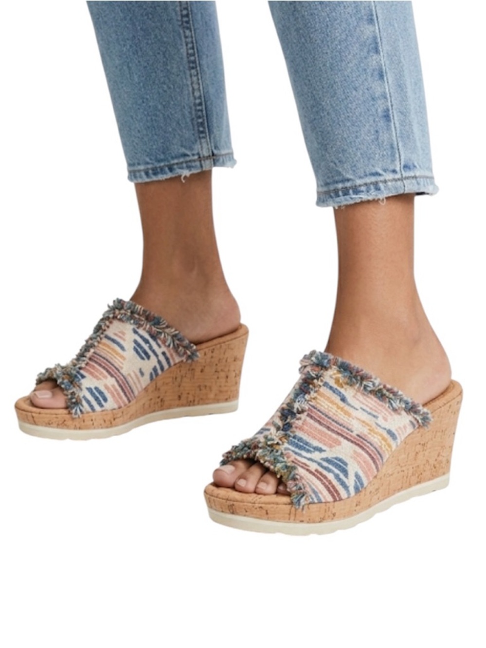 Minnetonka Womens York Peep Toe Slide Summer Wedge Sandals 10
 E